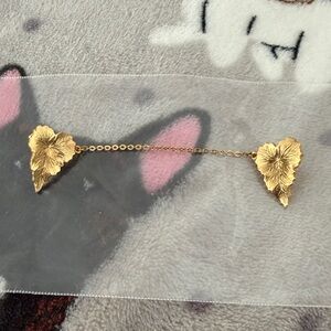 Gold Leaf Chain Brooch Vintage